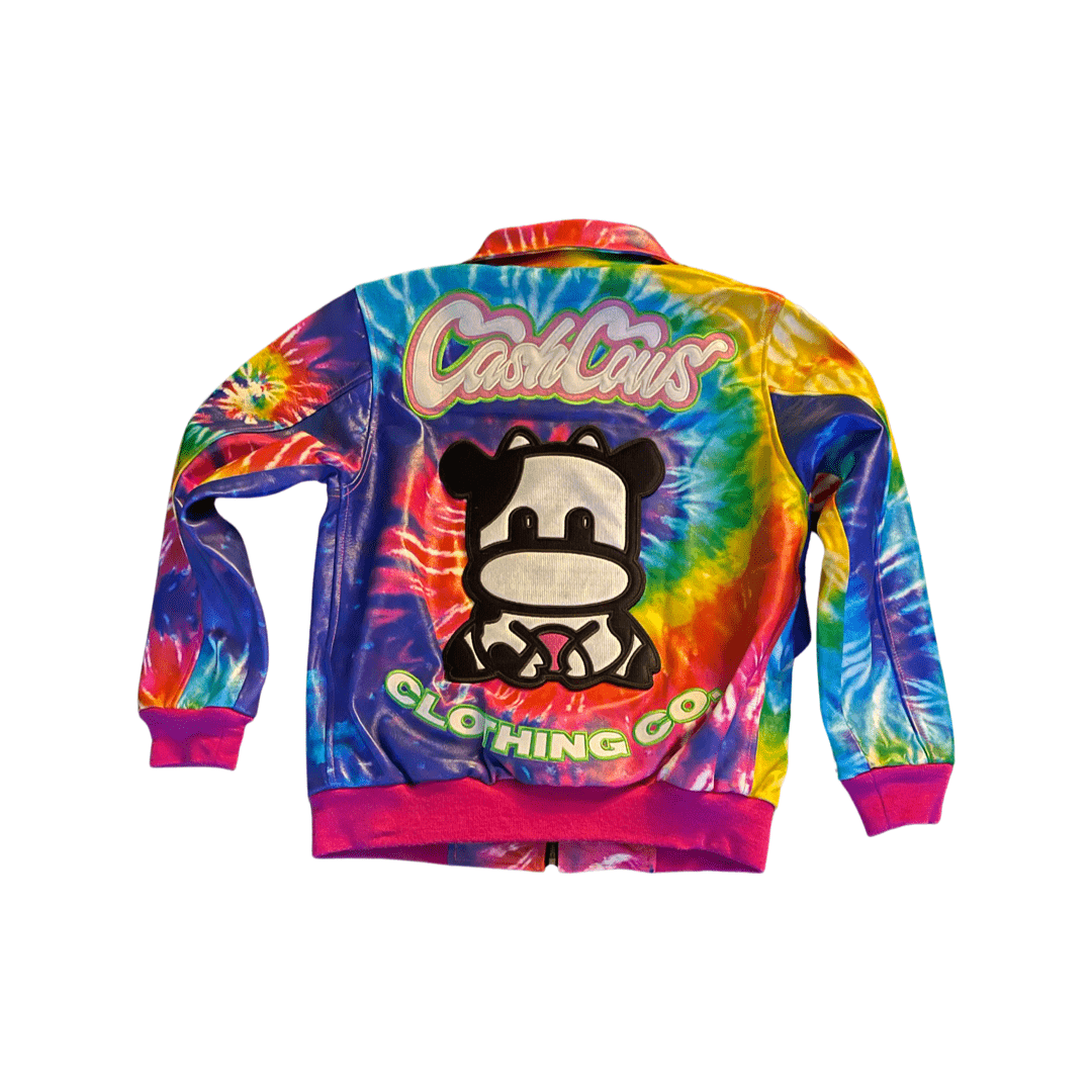 Cash Cow Clothes Tie Dye Leather Jacket